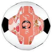 Perzik en goudWaterverf Rozen Florenz Monogram Voetbal (Gedraaid)