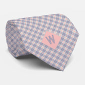 Perzik en Grijs Blush Plaid Monogram Stropdas (Opgerold)