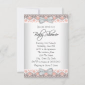 perzik en grijs etnische baby meisje douche kaart (Achterkant)