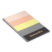 Perzik en Grijs Kleurblok Gestreepte Notitieboek (Rechterzijde)