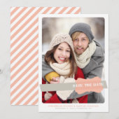 Perzik en grijs Modern Save the Date Stripes Foto (Voorkant / Achterkant)