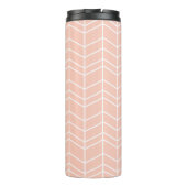Perzik en grijs visgraat monogram thermosbeker (Achterkant)