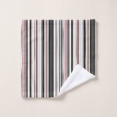Perzik en Grijze Abstracte Strepen Bad Handdoek (Wasdoekje)
