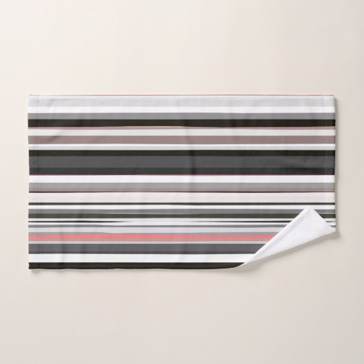 Perzik en Grijze Abstracte Strepen Bad Handdoek (Handdoek)