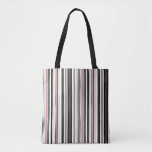 Perzik en Grijze Abstracte Strepen Tote Bag