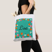 Perzik en groen gebladerte ontwerp Canvas tas (Dichtbij)