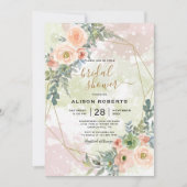 Perzik en Groen Goud Geometrisch Lijst Kaart (Voorkant)