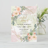 Perzik en Groen Goud Geometrisch Lijst Kaart (Staand voorkant)