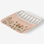 Perzik en groen vierkant papieren bordje (Gebogen)