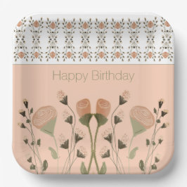 Perzik en groen vierkant papieren bordje