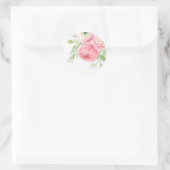 Perzik en groene bloem sticker (Tas)