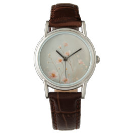 Perzik en groene bloemen Bokeh kleine bloemen pols Horloge