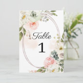 Perzik en Groene Floral Wedstrijknummer Kaart (Staand voorkant)