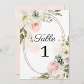 Perzik en Groene Floral Wedstrijknummer Kaart (Voorkant / Achterkant)