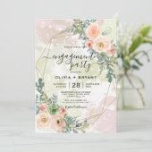 Perzik en Groene goudmeetkundige uitnodiging tot h (Staand voorkant)