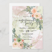 Perzik en Groene goudmeetkundige uitnodiging tot h (Voorkant / Achterkant)