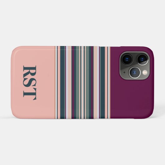 Perzik en groene strepen Case-Mate iPhone case (Achterkant (horizontaal))