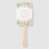 Perzik en Groene Waterverf Bloemen Programma Fans Handwaaier (Voorkant)