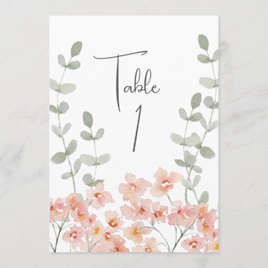 Perzik en groene Waterverf Bloementafel Kaart (Achterkant)