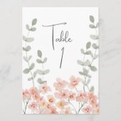 Perzik en groene Waterverf Bloementafel Kaart (Voorkant)