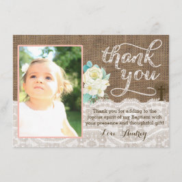 Perzik en ivoorbaptisme dank je kaart voor meisje