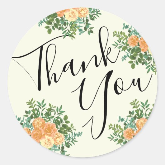 Perzik en Ivory Peony en Roos Floral Wedding Ronde Sticker (Voorkant)