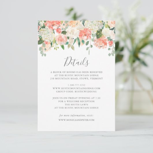 Perzik en Kaart met details over het huwelijk (Staand voorkant)