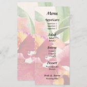 Perzik- en karmozijnrode Cattleya-orchideeën Menu (Voorkant / Achterkant)