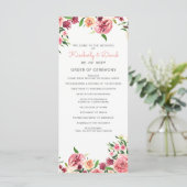 Perzik en koraal bloemen bloemenbruiloft programma programmakaart (Staand voorkant)