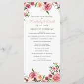 Perzik en koraal bloemen bloemenbruiloft programma programmakaart (Voorkant)