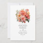 Perzik en koraal bloemenbruiloft kaart (Voorkant)