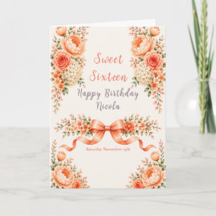 Perzik en Koraal Sweet Sixteen Kaart