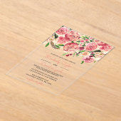 Perzik en koraalbloemen Floral bruiloft uitnodigin Acryl Uitnodigingen (Laagn)