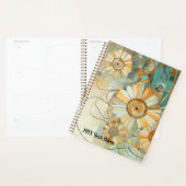 Perzik en Licht Blauwgroen Abstracte Bloemtuin Planner (Display)