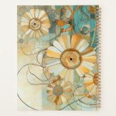 Perzik en Licht Blauwgroen Abstracte Bloemtuin Planner (Achterkant)