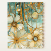 Perzik en Licht Blauwgroen Abstracte Bloemtuin Planner (Achterkant)