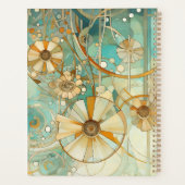 Perzik en Licht Blauwgroen Abstracte Bloemtuin Planner (Achterkant)