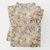 PERZIK EN LILA BLOEMEN INPAKPAPIER VEL (In situ)