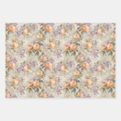  PERZIK EN LILA BLOEMEN INPAKPAPIER VEL (Voorkant)