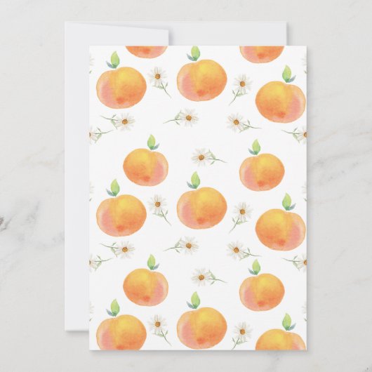 Perzik en madeliefje één zoete perzik 1e verjaarda kaart (Achterkant)