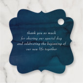 Perzik en marine blauwe bloemen bruiloft dank u bedankjes labels (Achterkant)