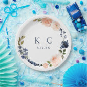 Perzik en marineblauw Vrijgezellenfeest voor botan Papieren Bordje (Feest)