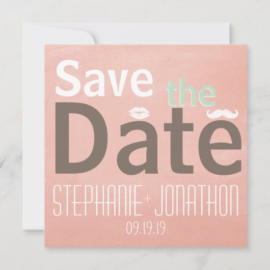 Perzik en Mint Foto Modern sparen de Datum Save The Date (Achterkant)