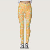 Perzik en Mint Green Flowered Leggings (Voorkant)