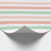 Perzik- en mosstrepen cadeaupapier (Hoek)