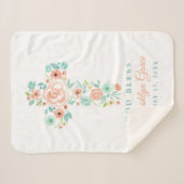 Perzik en Munt Waterverf Bloem Kruis Doop Sherpa Deken (Voorkant (horizontaal))