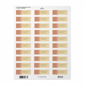 Perzik en Oranje Damask trouwadres label (Full Sheet)