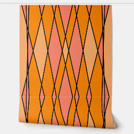 Perzik en oranje geometrisch abstract ontwerp behang