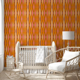 Perzik en oranje geometrisch abstract ontwerp behang
