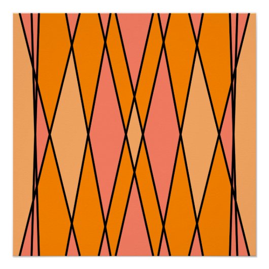 Perzik en oranje geometrisch abstract ontwerp perfect poster (Voorkant)